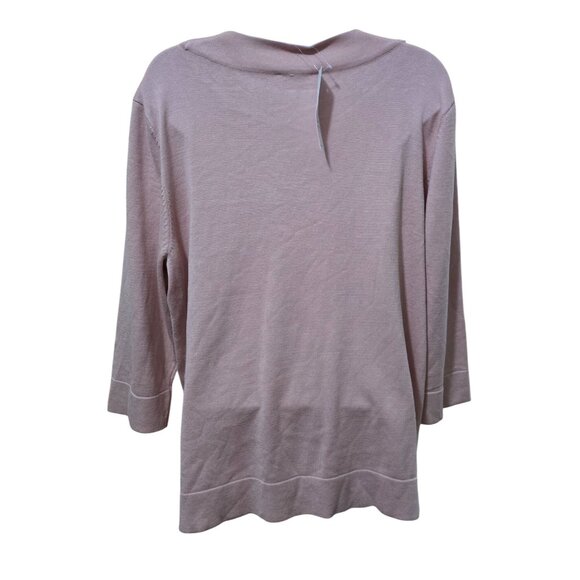 Pale Pink Sweater Pearl Embellished Neckline cottagecore office wear soft warm - Picture 4 of 7